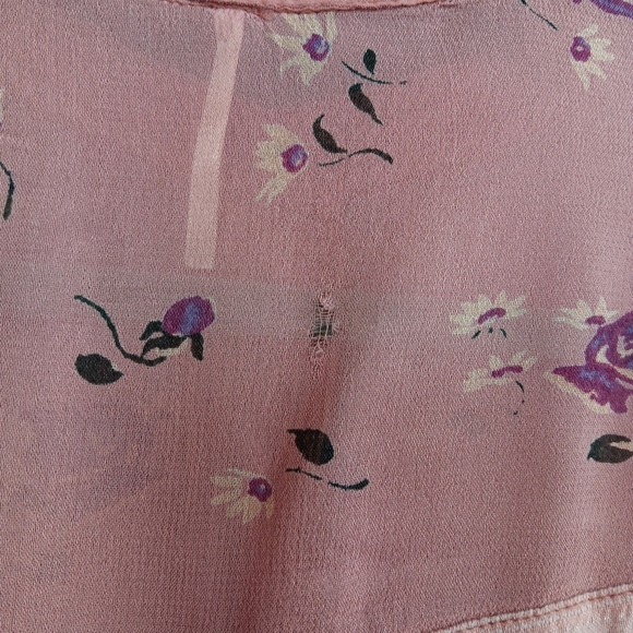 FREE PEOPLE Hearts and Colors Tunic Top Sz M Floral Sheer Long Sleeve Oversized - Picture 11 of 13
